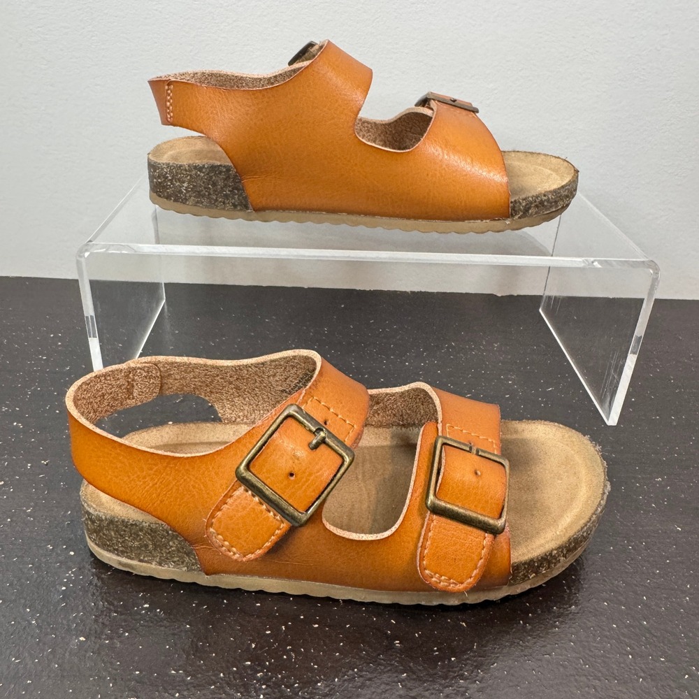 Cat & Jack Unisex Toddler 9 Brown Buckle Sandal Cognac Velcro Straps Summer Shoe